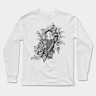 Betta Fish Flower Lineart Long Sleeve T-Shirt